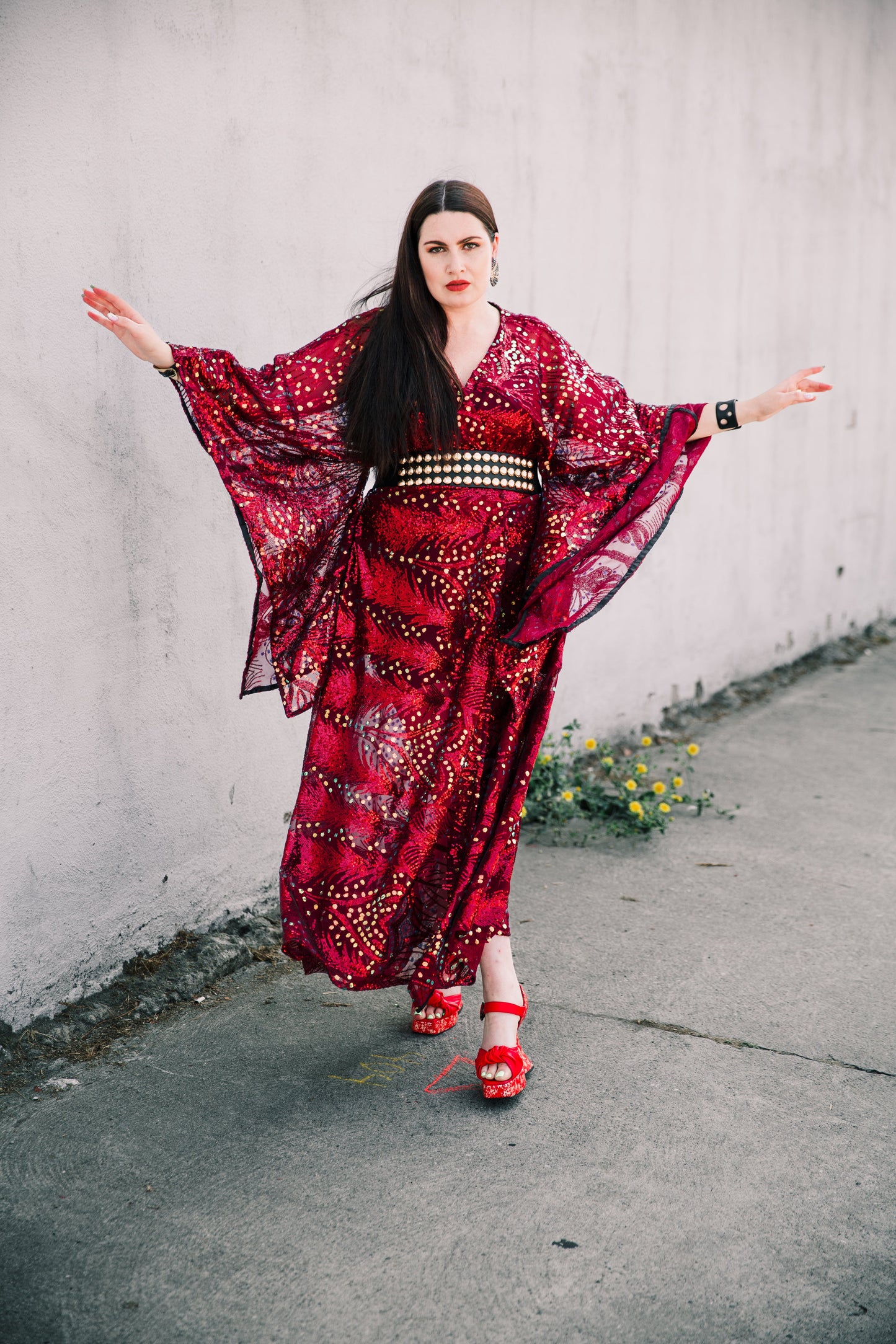 Runway Bohémienne Kimono Robe in “Stardust” (Cabernet)