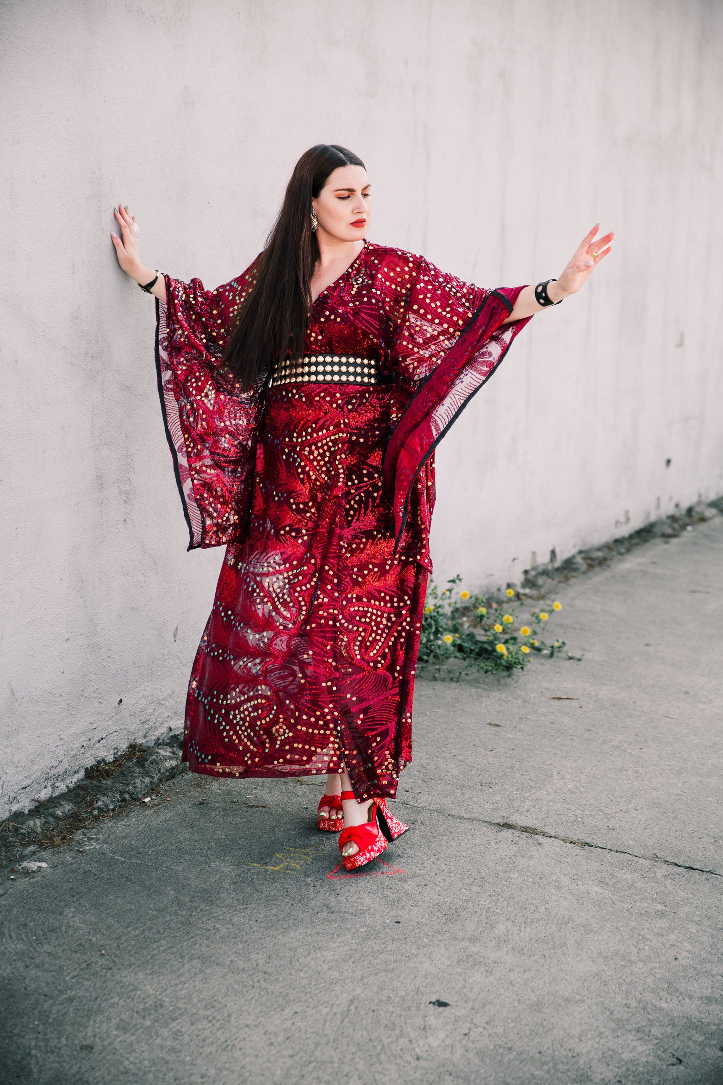 Runway Bohémienne Kimono Robe in “Stardust” (Cabernet)