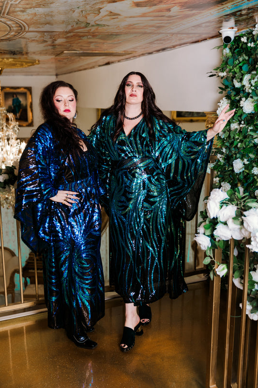 Bohémienne Sequin Kimono Robe in “Lady Sapphire Noir” (Multiple Colors)