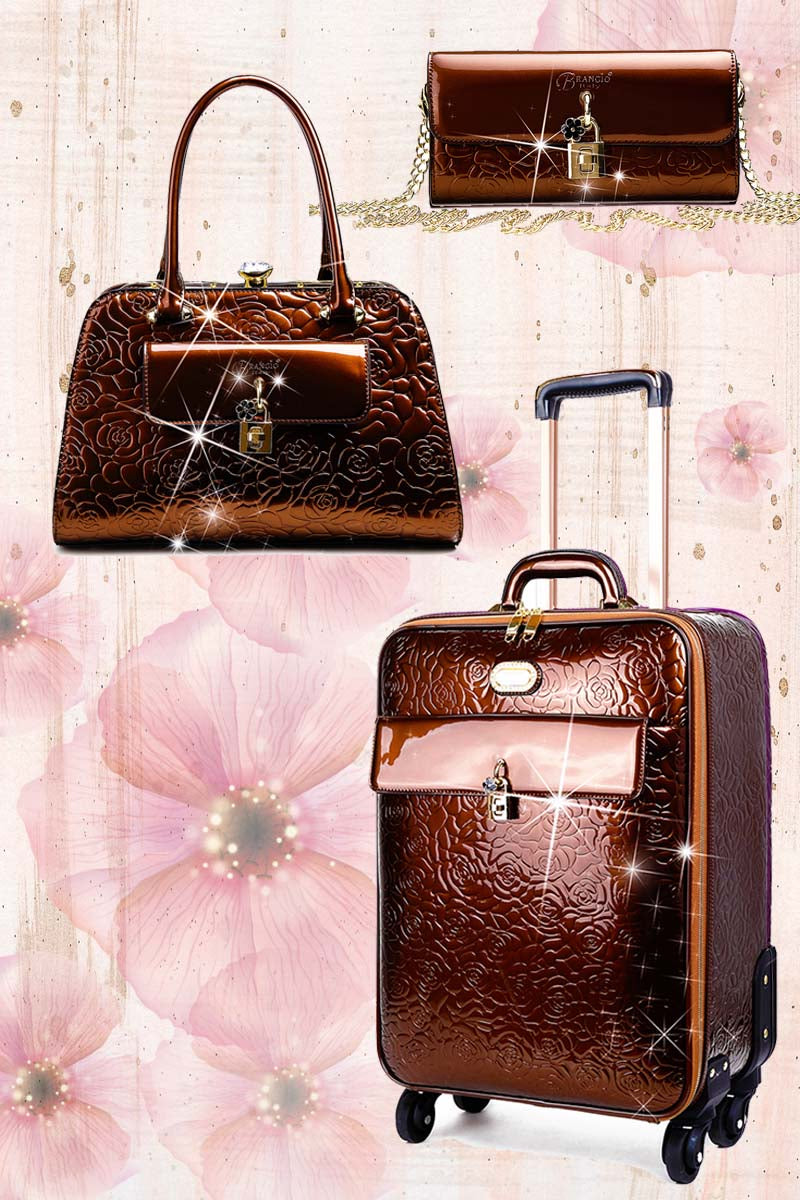 Rosy Lox Luggage 3 Pcs. Vegan Leather Suitcase Set