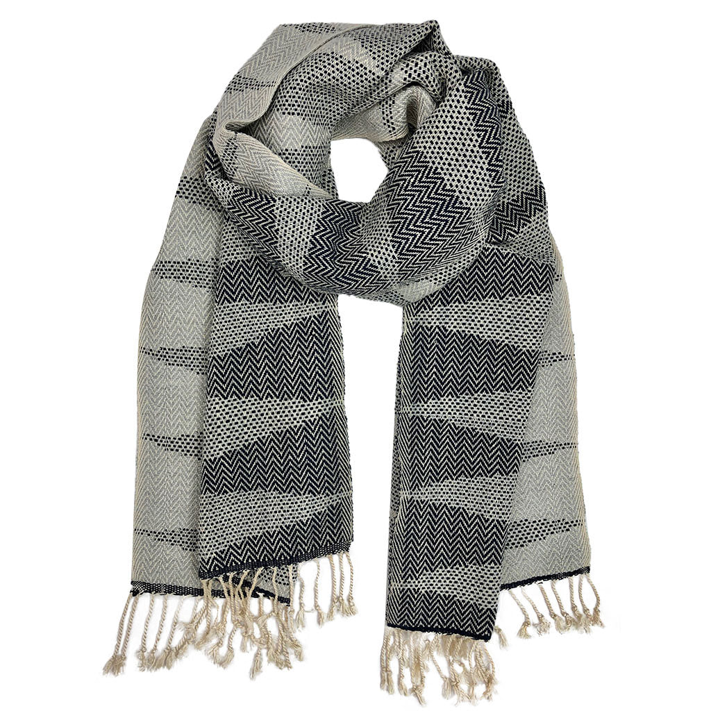 Cambodia Chevron Tapestry Scarf 100% Organic Cotton Handloomed Tassel Fringe