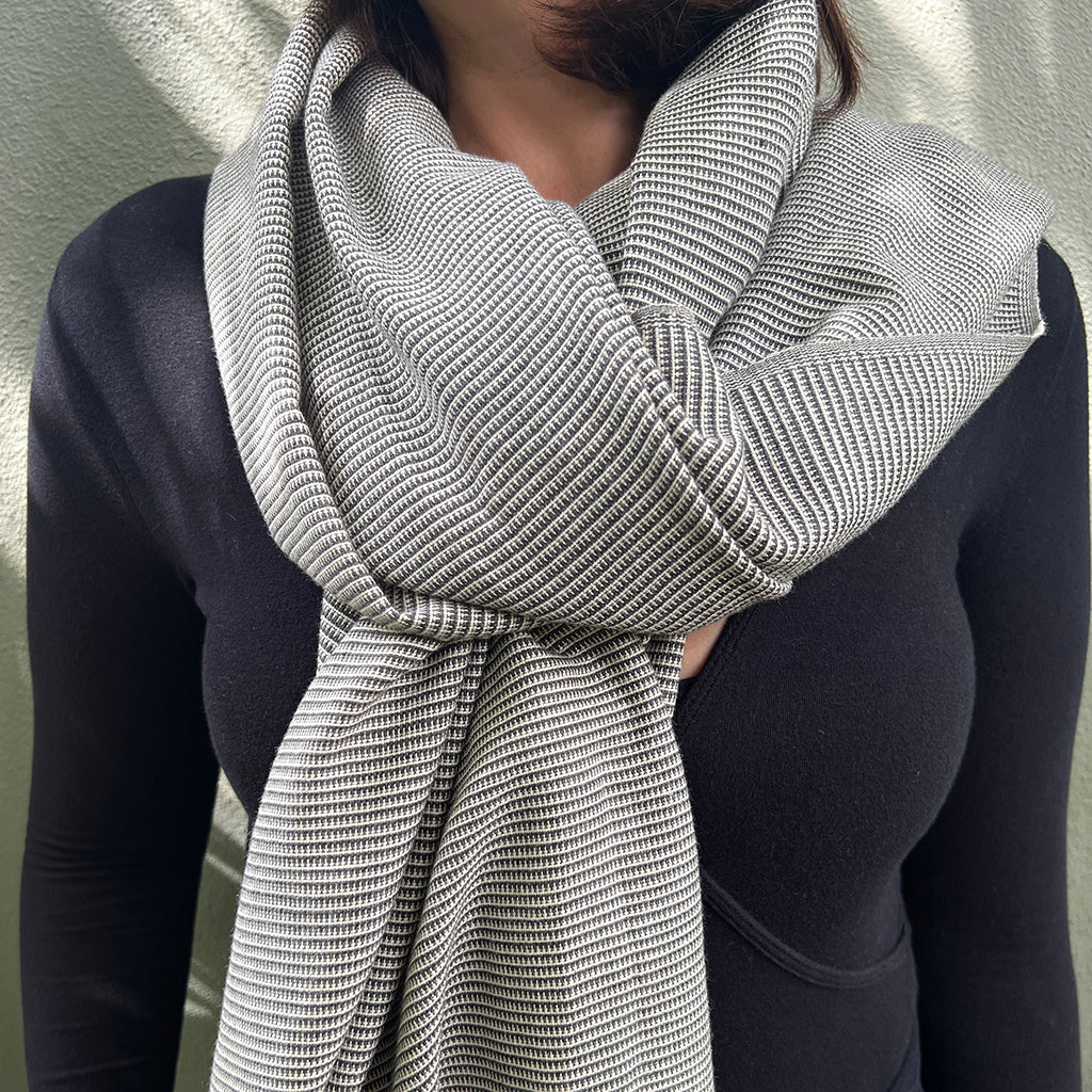 Cambodian Handloom Scarf 100% Organic Cotton Large Travel Wrap Neutral Tones