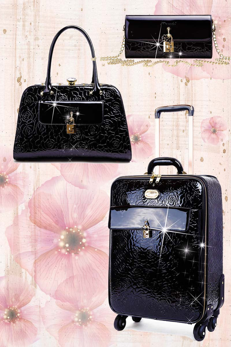 Rosy Lox Luggage 3 Pcs. Vegan Leather Suitcase Set