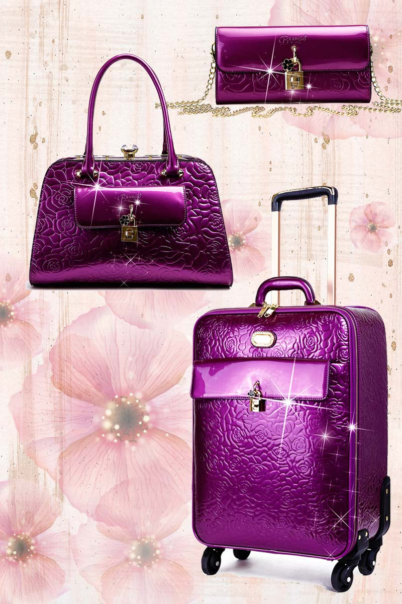 Rosy Lox Luggage 3 Pcs. Vegan Leather Suitcase Set