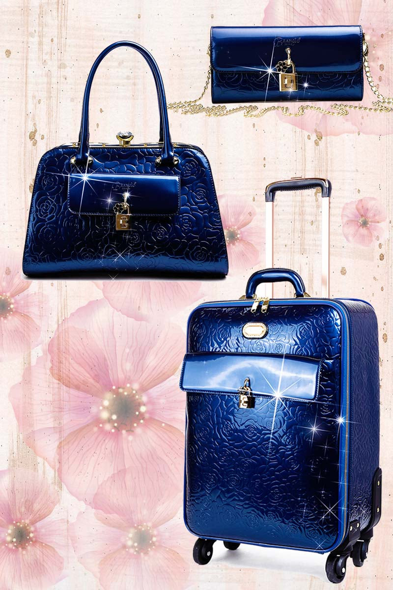 Rosy Lox Luggage 3 Pcs. Vegan Leather Suitcase Set