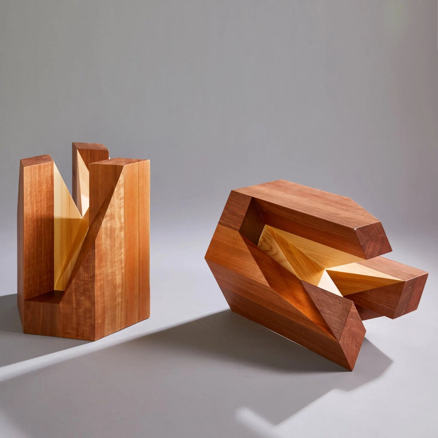 Yosegi Wood Stool Pair - Japanese Craftsmanship